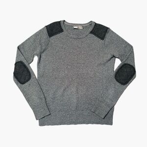 Michael Stars Wool Blend Crew Neck Sweater Grey Elbow Patches Size 1 (XS)